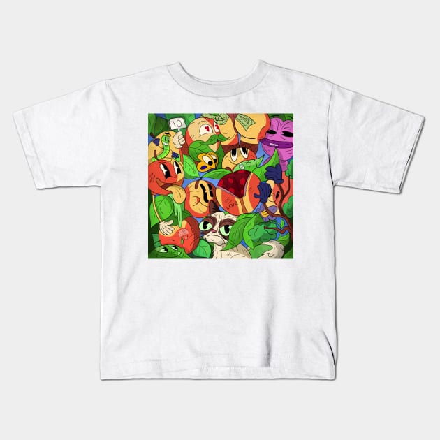 Retro Cartoon Shirt wth Cuphead Cat Kids T-Shirt by Teehead